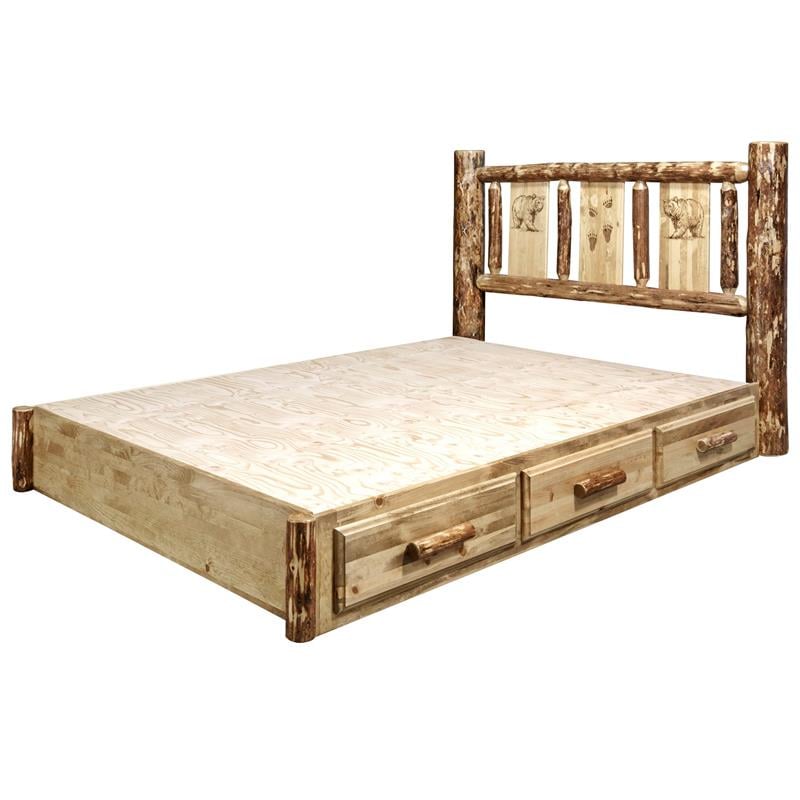 Montana Woodworks Glacier Country Storage Solid Wood Twin Platform Bed in Brown