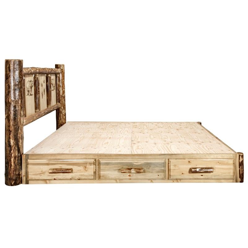 Montana Woodworks Glacier Country Storage Solid Wood Twin Platform Bed in Brown