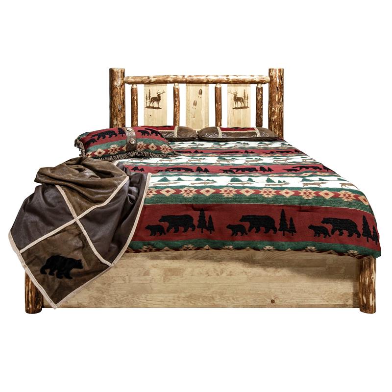 Montana Woodworks Glacier Country Storage Pine Wood Twin Platform Bed in Brown