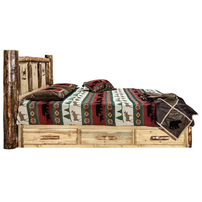 Montana Woodworks Glacier Country Storage Solid Wood Queen Platform Bed in Brown