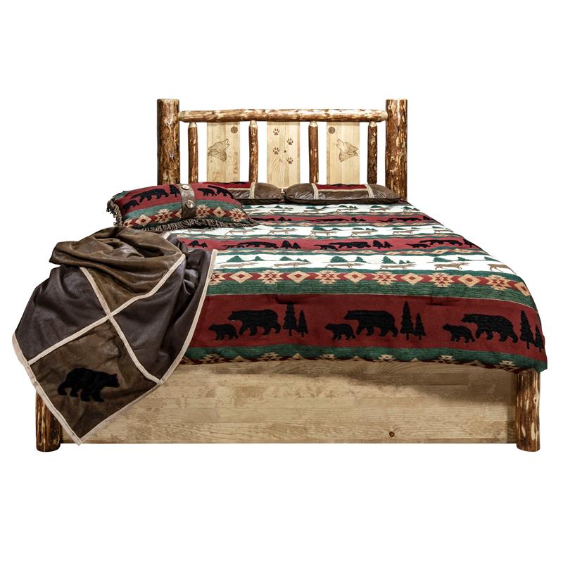 Montana Woodworks Glacier Country Unique Storage Wood King Platform Bed in Brown