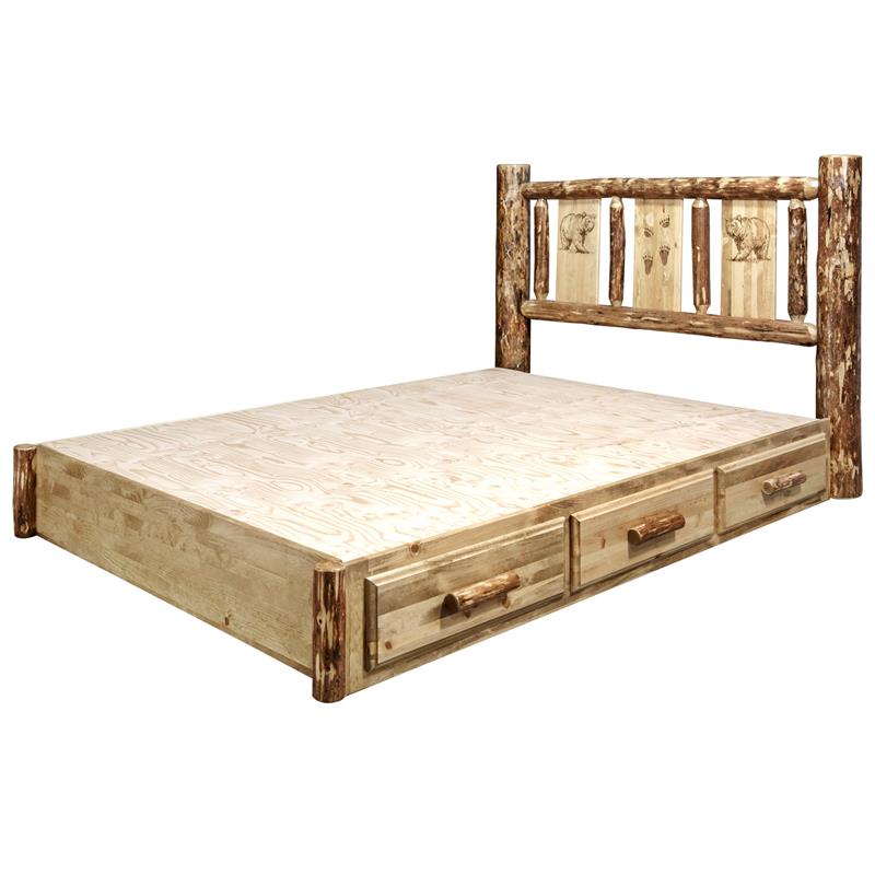 Montana Woodworks Glacier Country Solid Wood Cal King Platform Bed in Brown