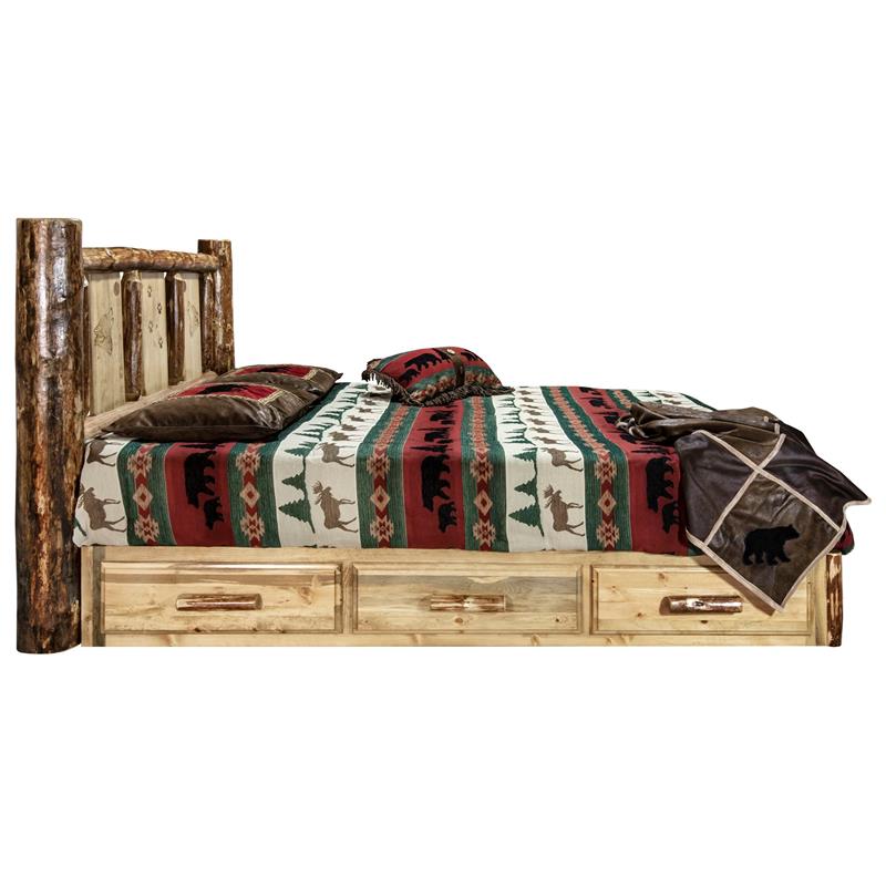Montana Woodworks Glacier Country Unique Storage Cal King Platform Bed in Brown