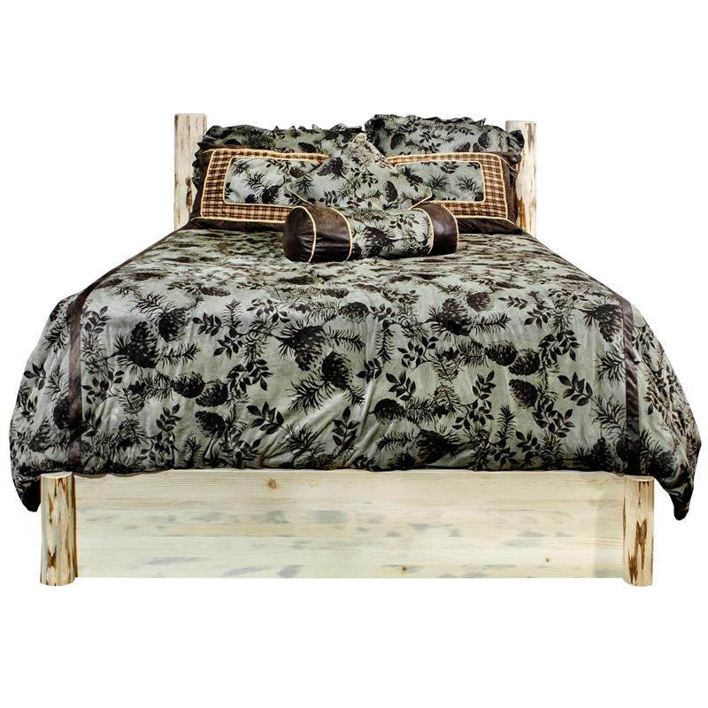 Montana Woodworks Solid Wood Twin Platform Bed with Storage in Natural