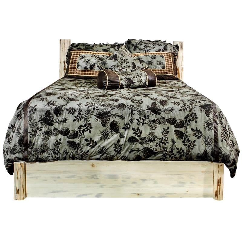 Montana Woodworks Wood Queen Platform Bed with Storage in Natural