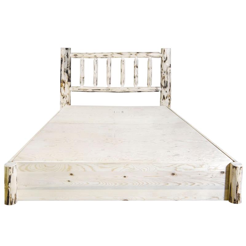 Montana Woodworks Wood Queen Platform Bed with Storage in Natural