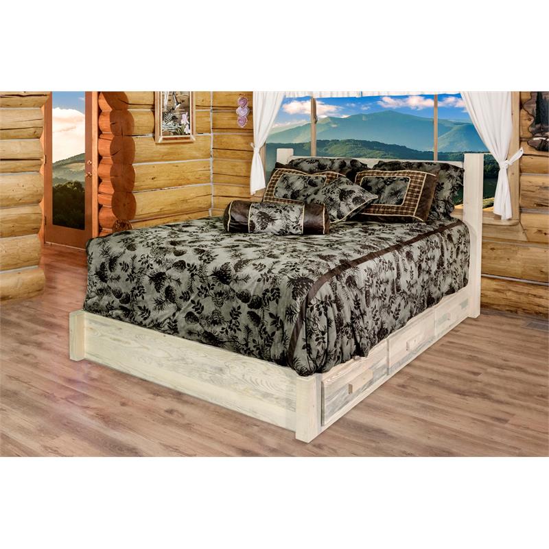 Montana Woodworks Homestead Wood Queen Platform Bed in Natural Lacquered