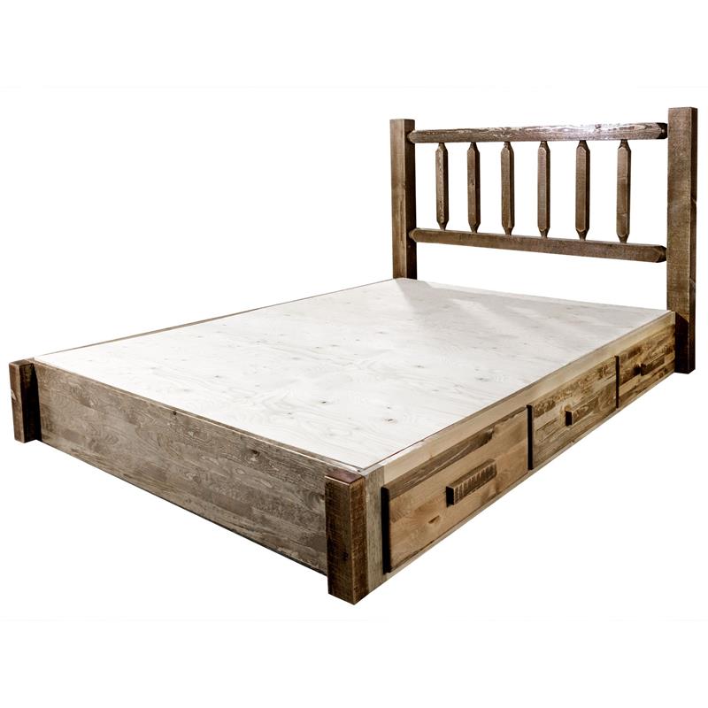 Montana Woodworks Homestead Wood Queen Platform Bed in Brown Lacquered