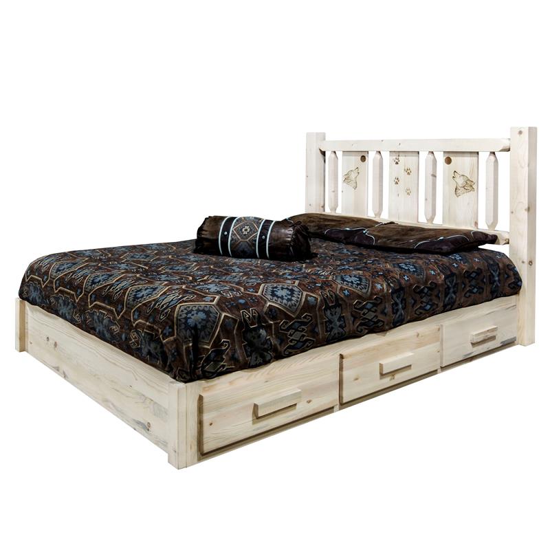 Montana Woodworks Homestead Hand-Crafted Pine Wood Queen Platform Bed in Natural