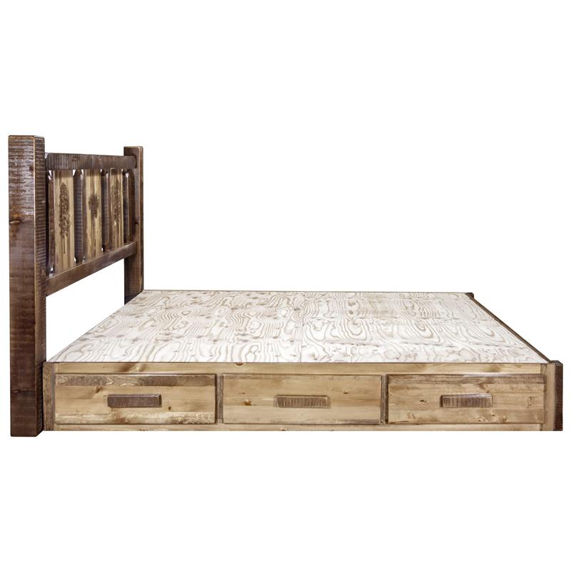 Montana Woodworks Homestead Solid Wood Twin Platform Bed with Storage in Brown