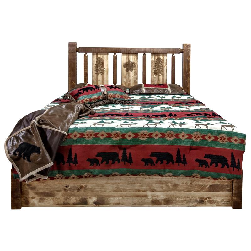 Montana Woodworks Homestead Solid Wood King Platform Bed with Storage in Brown