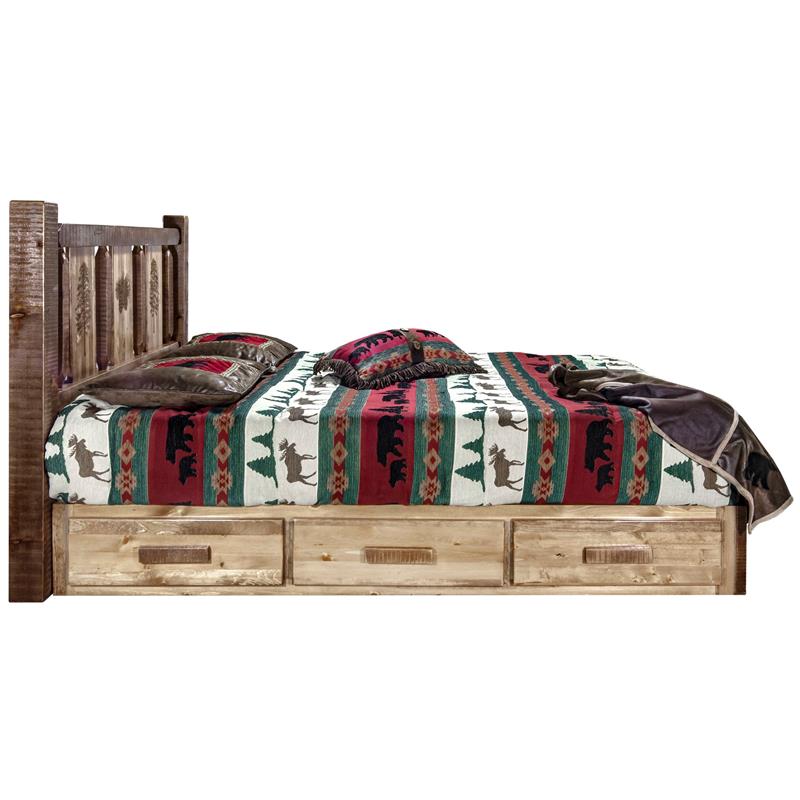 Montana Woodworks Homestead Solid Wood King Platform Bed with Storage in Brown
