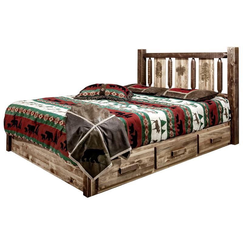 Montana Woodworks Homestead Storage Pine California King Platform Bed in Brown
