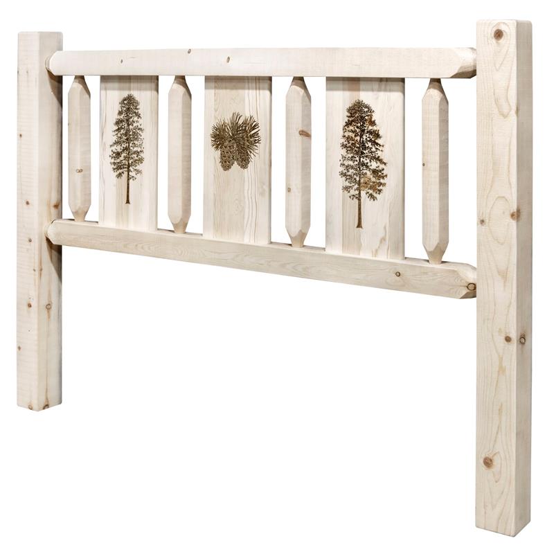 Montana Woodworks Homestead Wood Full Headboard with Pine Design in Natural