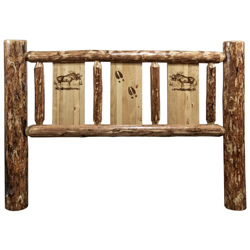 Montana Woodworks Glacier Country Unique Solid Pine Wood Twin Headboard in Brown