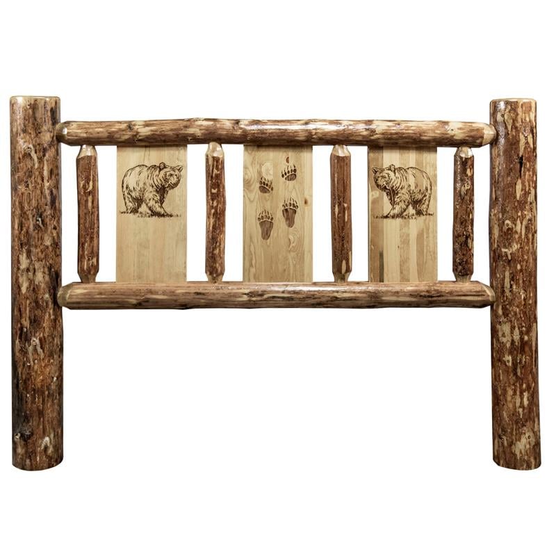 Montana Woodworks Glacier Country Unique Wood Queen Headboard in Brown