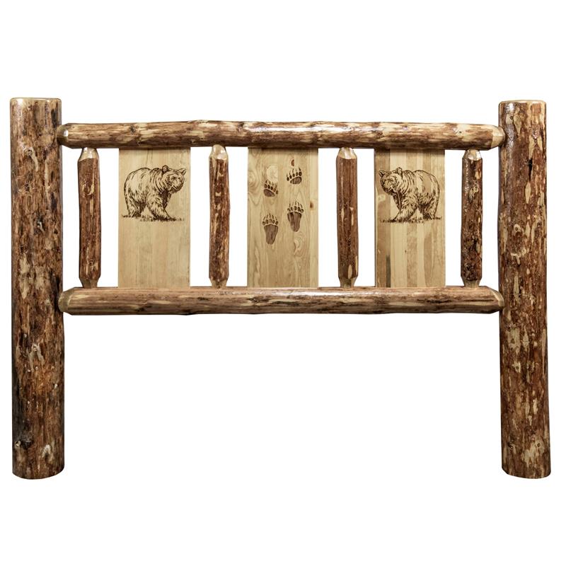Montana Woodworks Glacier Country Bear Wood California King Headboard in Brown