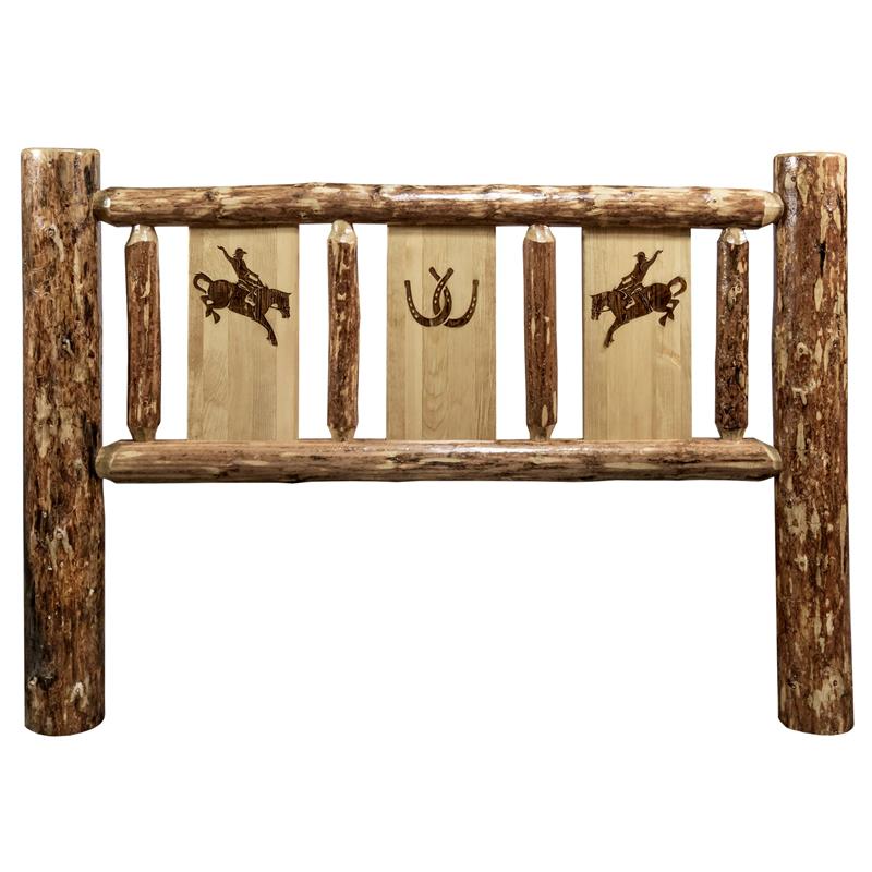 Montana Woodworks Glacier Country Bronc Wood California King Headboard in Brown