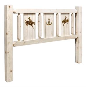 montana woodworks homestead wood twin headboard with engraved design in natural