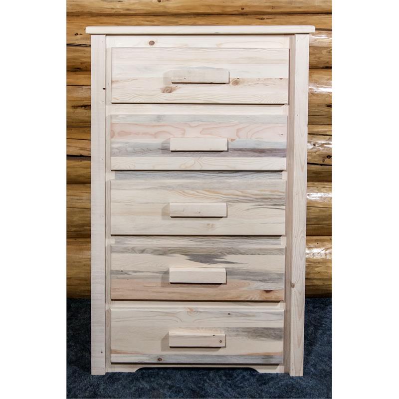 Montana Woodworks Homestead 5 Drawers Wood Chest of Drawers in Natural
