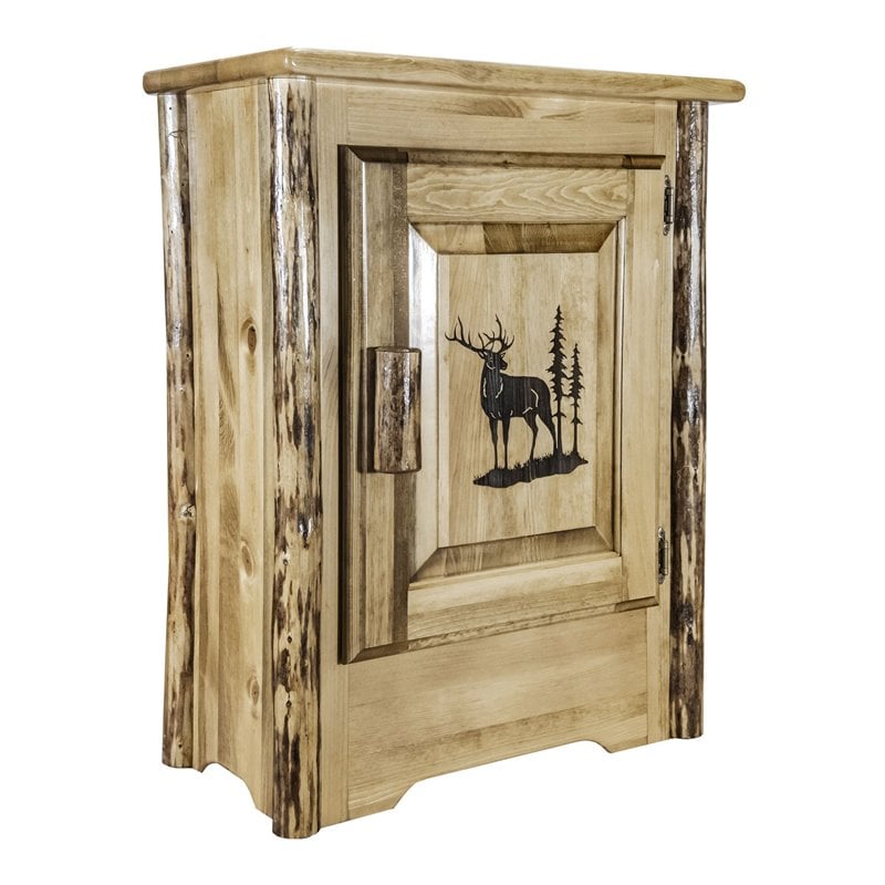 Montana Woodworks Glacier Country Hand-Crafted Wood Accent Cabinet in Brown