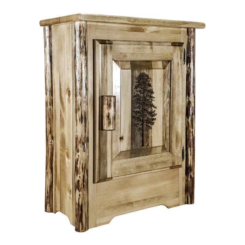 Montana Woodworks Glacier Country Unique Wood Accent Cabinet in Brown