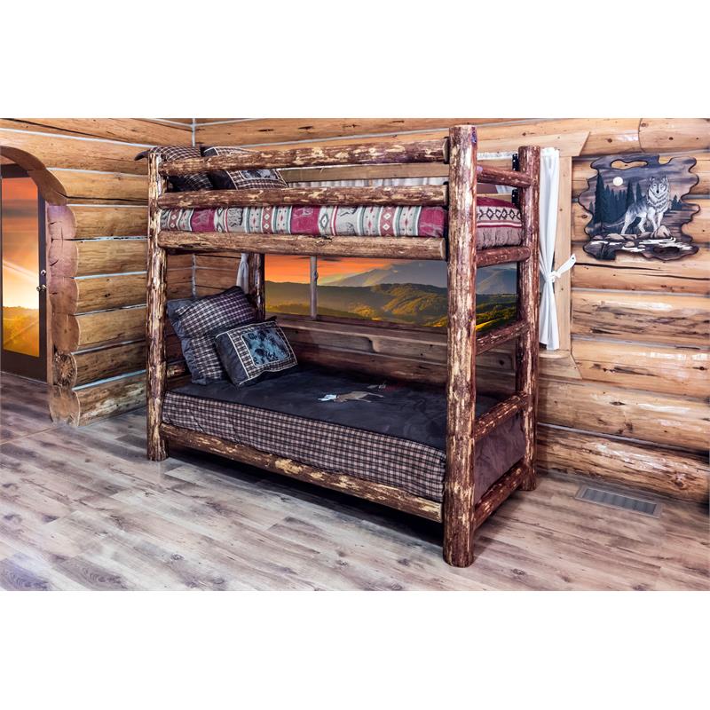 Montana Woodworks Glacier Country Solid Wood Twin over Twin Bunk Bed in Brown