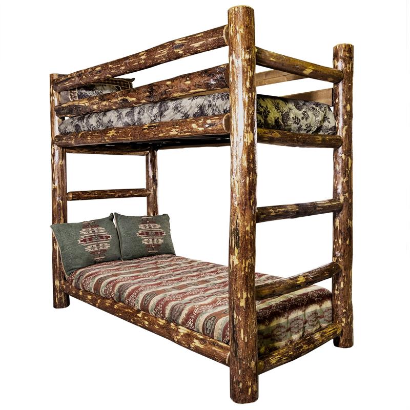 Montana Woodworks Glacier Country Solid Wood Twin over Twin Bunk Bed in Brown