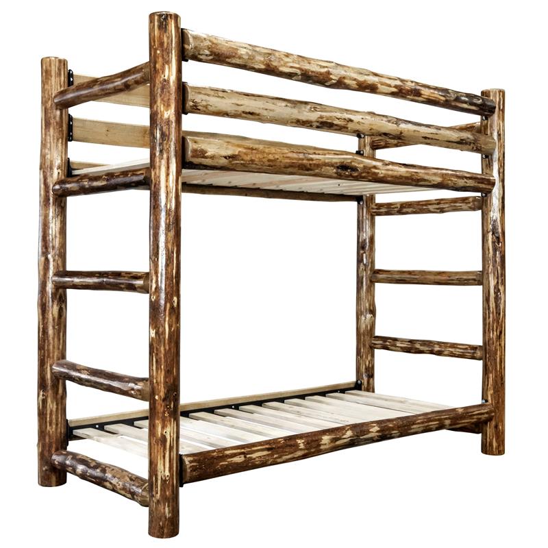 Montana Woodworks Glacier Country Solid Wood Twin over Twin Bunk Bed in Brown
