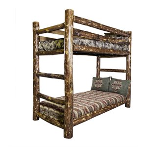 montana woodworks glacier country solid wood twin over twin bunk bed in brown