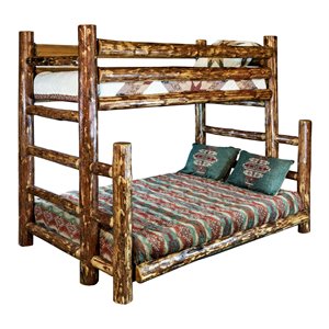 montana woodworks glacier country wood twin over full bunk bed in brown