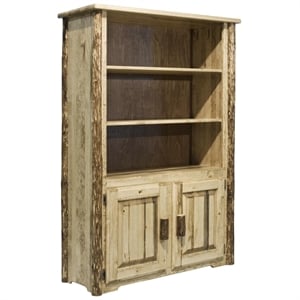 Montana Woodworks Glacier Country Wood Bookcase with Storage in Brown