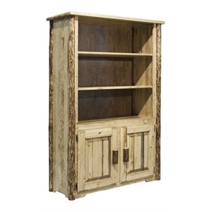 montana woodworks glacier country wood bookcase with storage in brown
