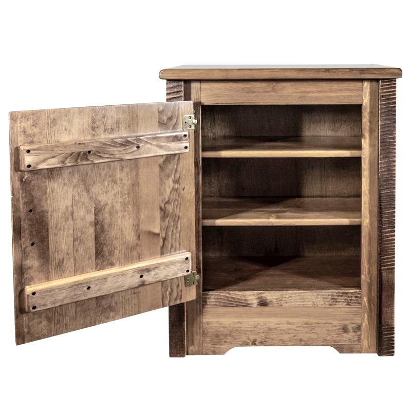 Montana Woodworks Homestead Pine Wood Accent Cabinet with Engraved Bear in Brown