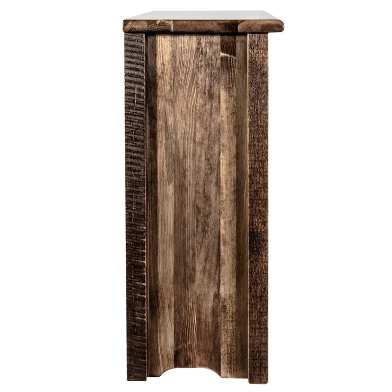 Montana Woodworks Homestead Pine Wood Accent Cabinet with Engraved Bear in Brown