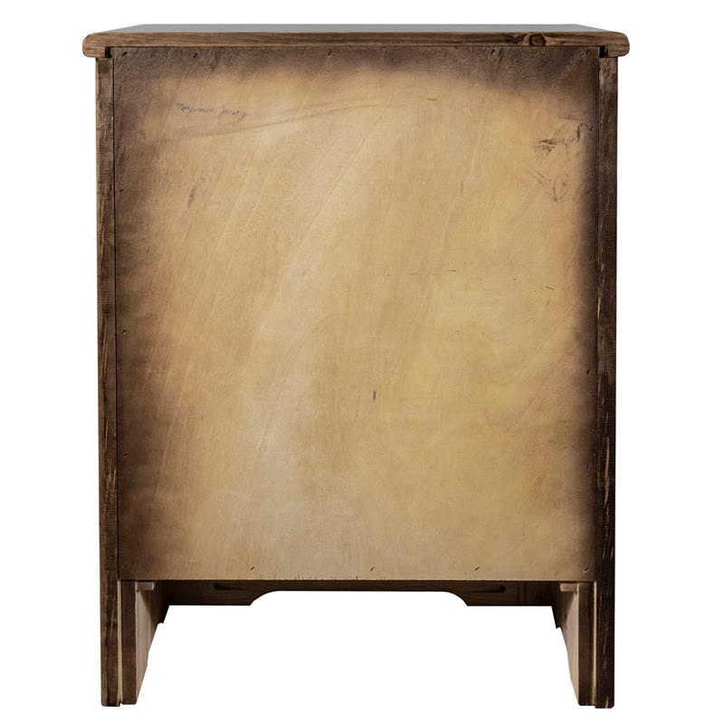 Montana Woodworks Homestead Pine Wood Accent Cabinet with Engraved Bear in Brown