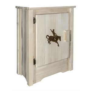 montana woodworks homestead pine wood accent cabinet with engraved in natural