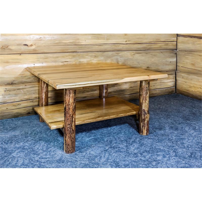 Montana Woodworks Glacier Country Wood Cocktail Table with Shelf in Brown