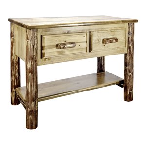 Montana Woodworks Glacier Country Wood Console Table with 2 Drawers in Brown