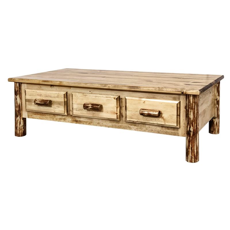 Montana Woodworks Glacier Country Wood Coffee Table in Brown Lacquered