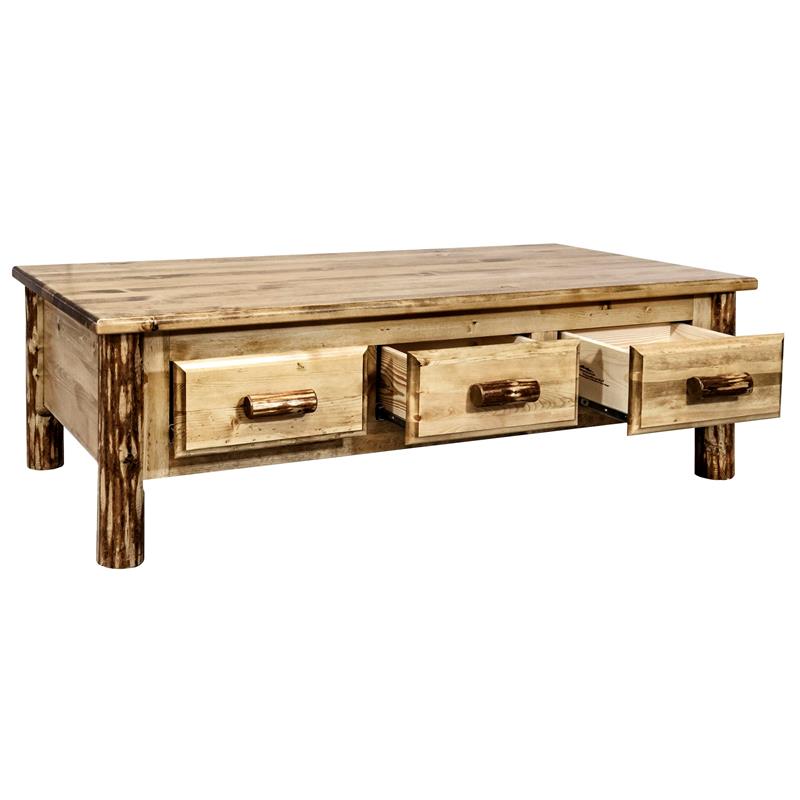 Montana Woodworks Glacier Country Wood Coffee Table in Brown Lacquered