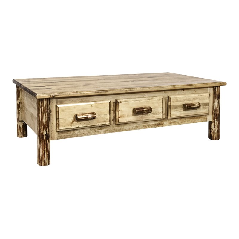 Montana Woodworks Glacier Country Wood Coffee Table in Brown Lacquered