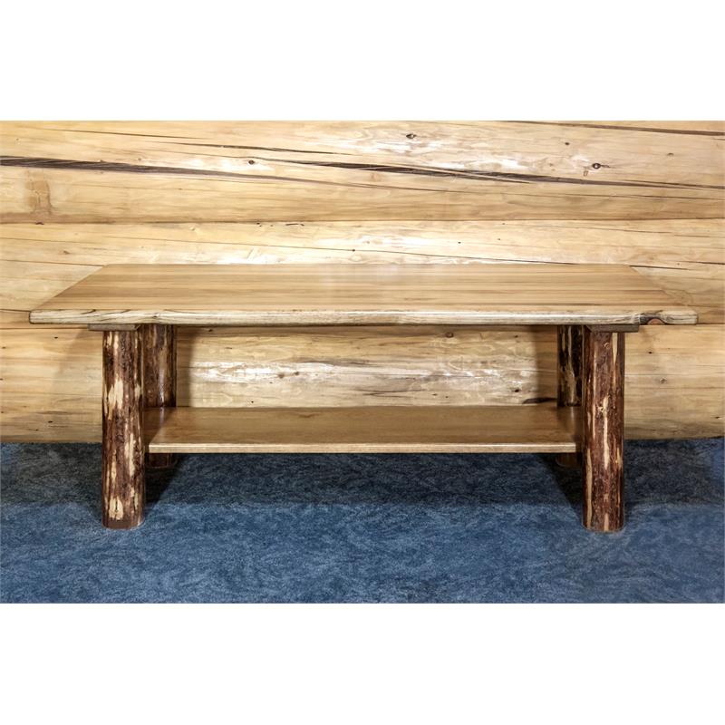Montana Woodworks Glacier Country Wood Coffee Table with Shelf in Brown