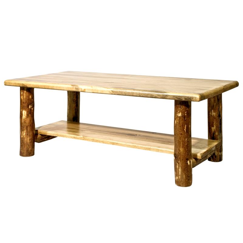 Montana Woodworks Glacier Country Wood Coffee Table with Shelf in Brown