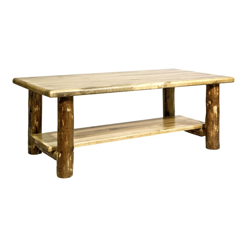 Montana Woodworks Glacier Country Wood Coffee Table with Shelf in Brown