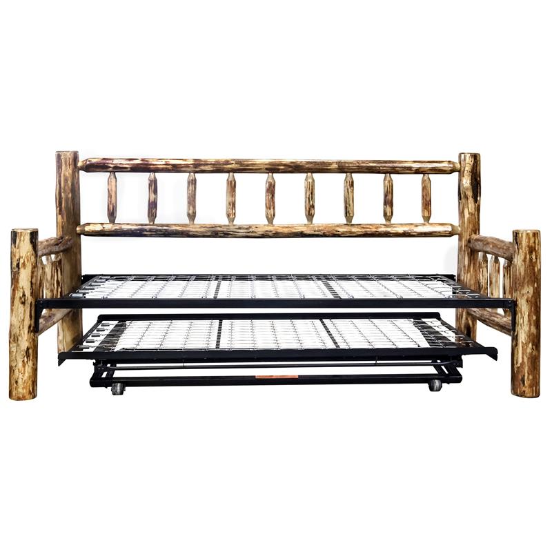 Montana Woodworks Glacier Country Wood Day Bed with Pop Up Trundle Bed in Brown