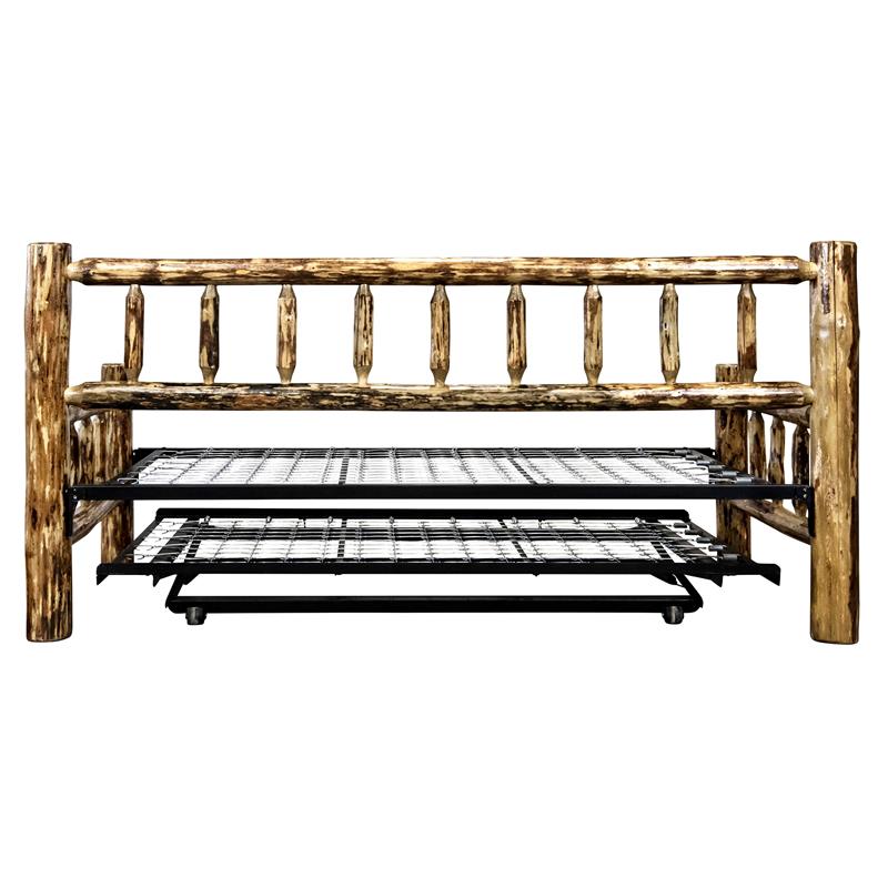 Montana Woodworks Glacier Country Wood Day Bed with Pop Up Trundle Bed in Brown