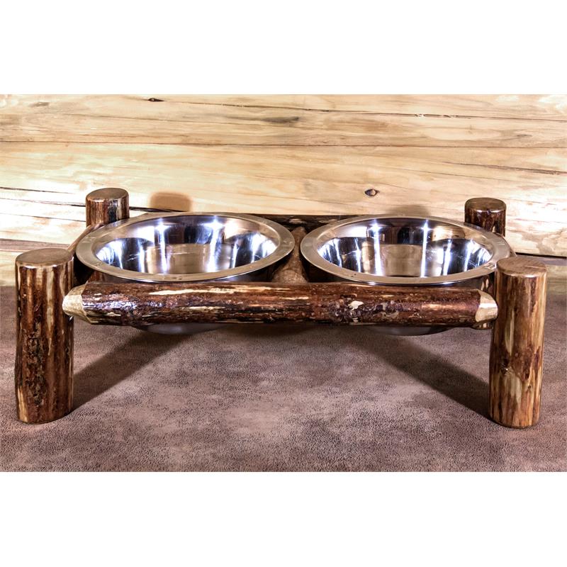 Montana Woodworks Glacier Country Large Transitional Wood Pet Feeder in Brown