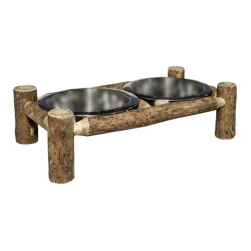 Montana Woodworks Glacier Country Large Transitional Wood Pet Feeder in Brown