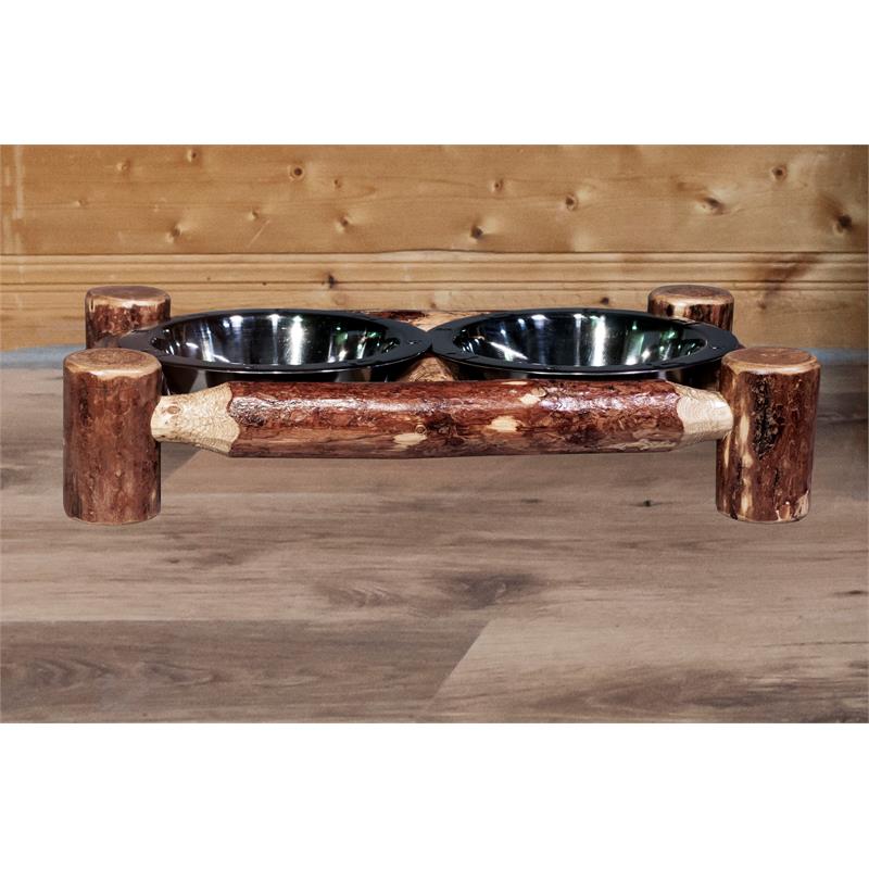 Montana Woodworks Glacier Country Small Solid Wood Pet Feeder in Brown